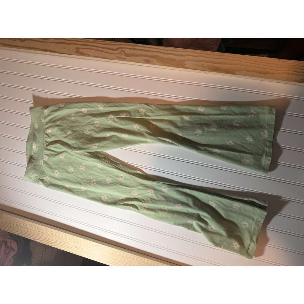 Cat & Jack Girls XL 14 Sage Green Daisy Floral Flare Leggings Wide Leg Pants
